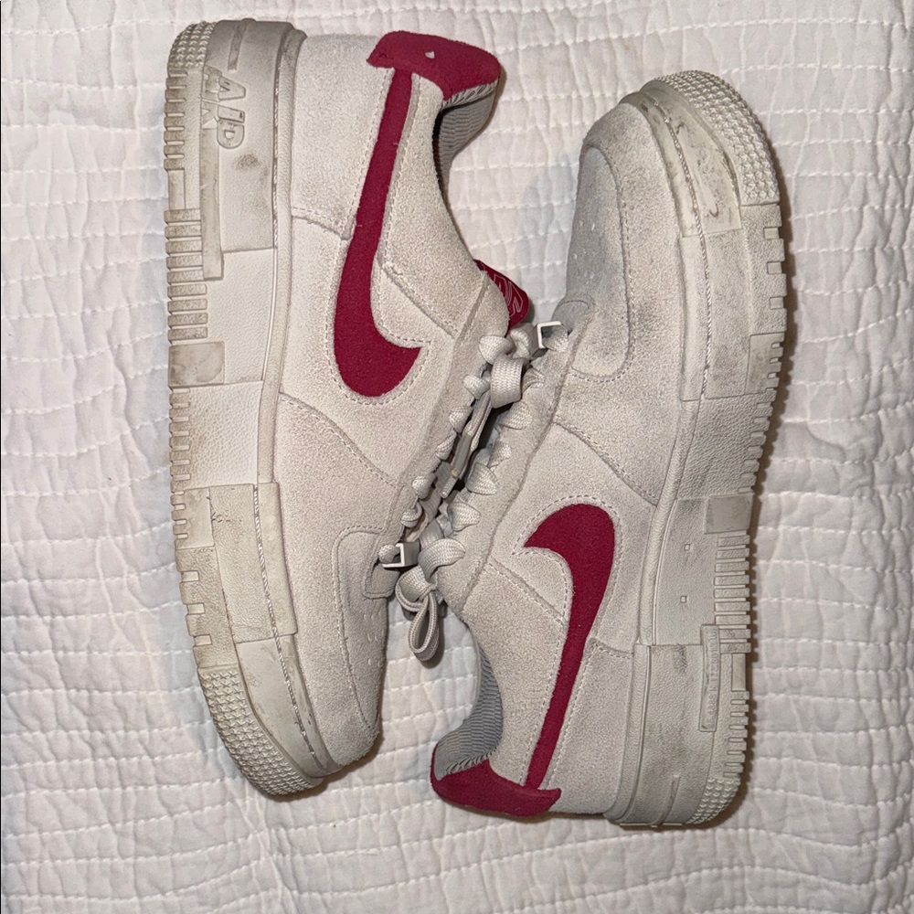 Nike Kids White and Red Swoosh Sneakers